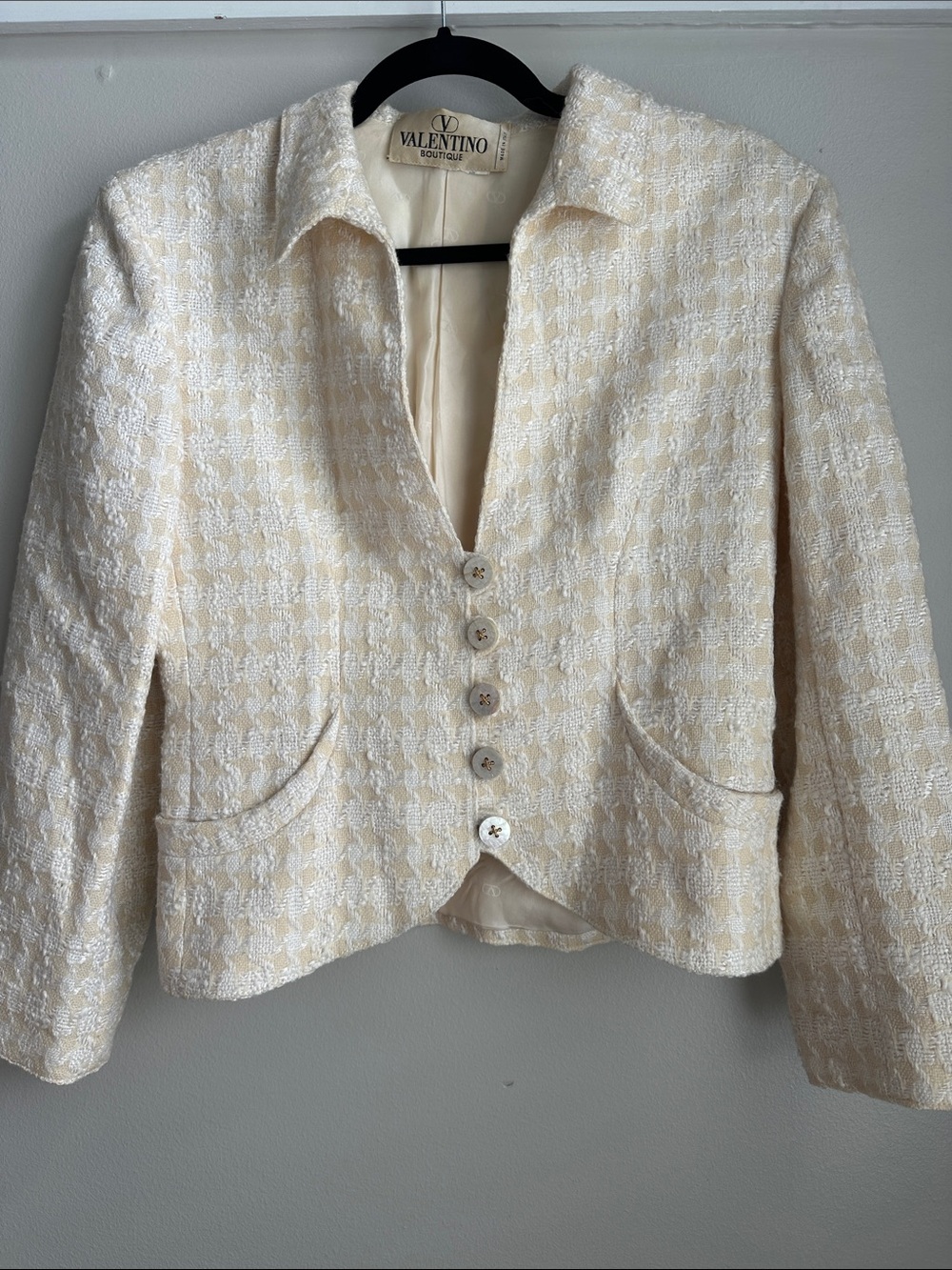Vintage Valentino Cream Tweed Jacket